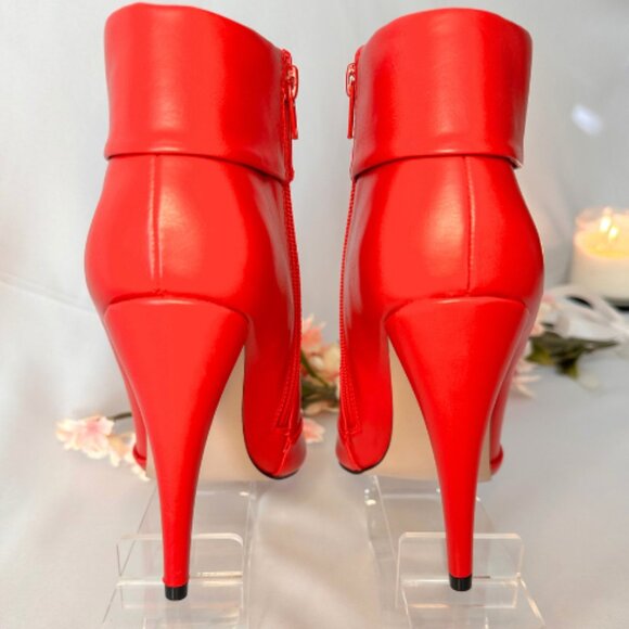 Turn Up the Heat in Red Cuffed High-Heeled Booties NWOT - Picture 7 of 8